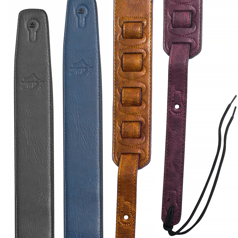 XTR 2 1/2" Garment Leather with Leather Backing Guitar Strap - Various Black
