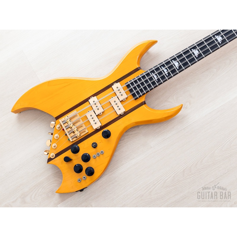 1991 BC Rich Bich 8-String Vintage Neck Through Bass Natural w/ Case, Japan NJ
