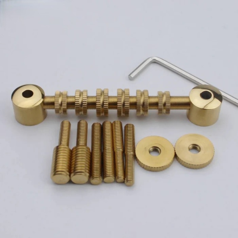 Stainless Steel Space Control Adjustable Roller Guitar Bridge KJQ Gold