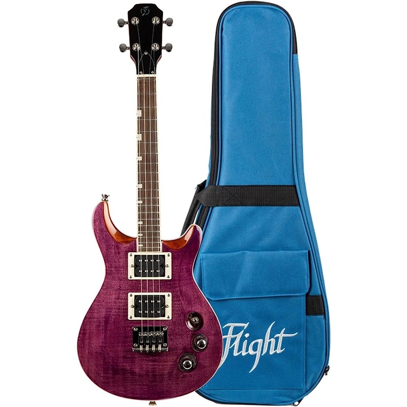 Flight Vanguard Solid Body Transparent Purple Electric Ukulele (ALMVANTETPP)