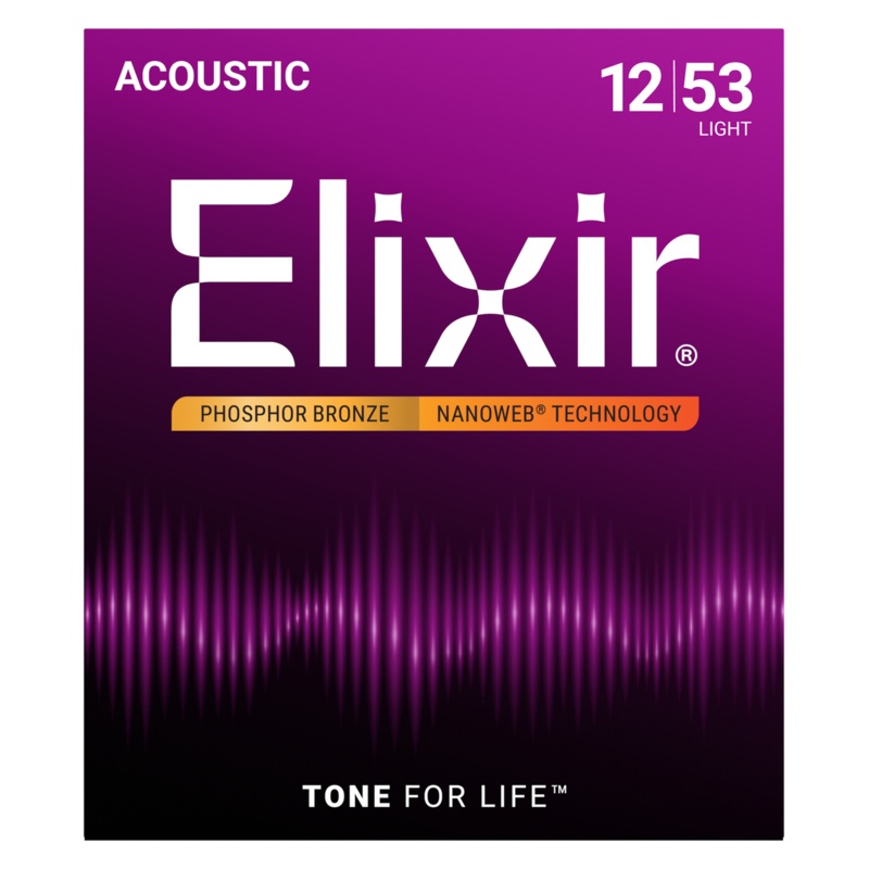 Elixir Nanoweb Phosphor Bronze 12-53 Acoustic Guitar Strings