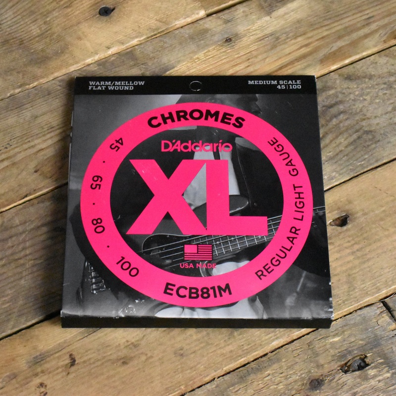 D'Addario ECB81M Chromes Flatwound Medium Scale Bass Guitar Strings Light 45-100