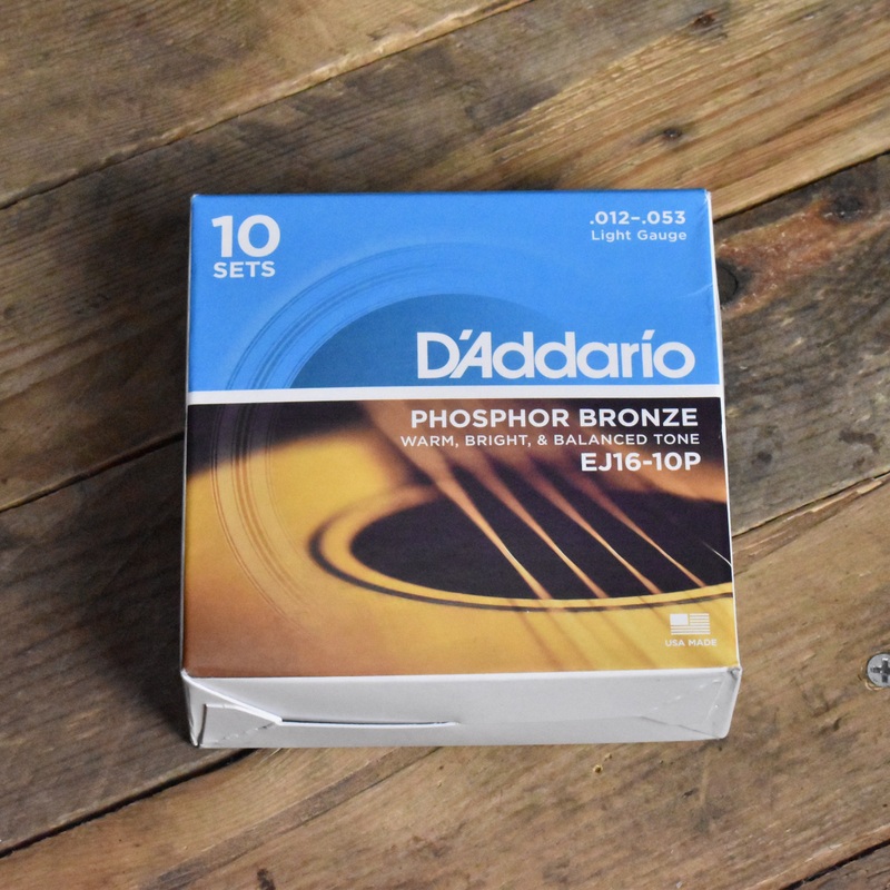 D'Addario EJ16-10P 10-Pack Phosphor Bronze Acoustic Guitar Strings Light 12-53