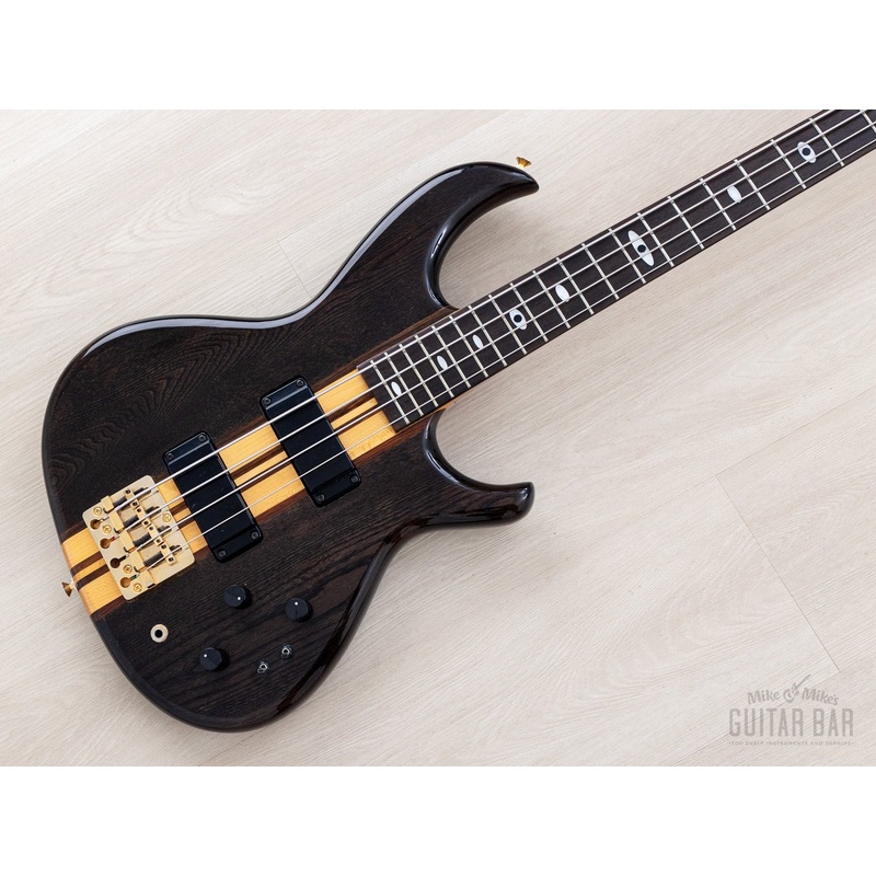 1990s Aria Pro II Super Bass SB-800 See-through Black Vintage Neck Through Bass, Near-Mint w/ Case & Hangtag