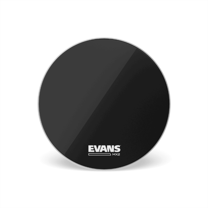 EVANS MX2 Black Marching Bass Drum Head, 28 Inch