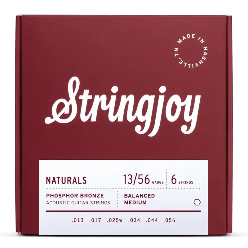 Stringjoy Naturals Phosphor Bronze Acoustic Guitar Strings - Medium Gauge (.013-.056)