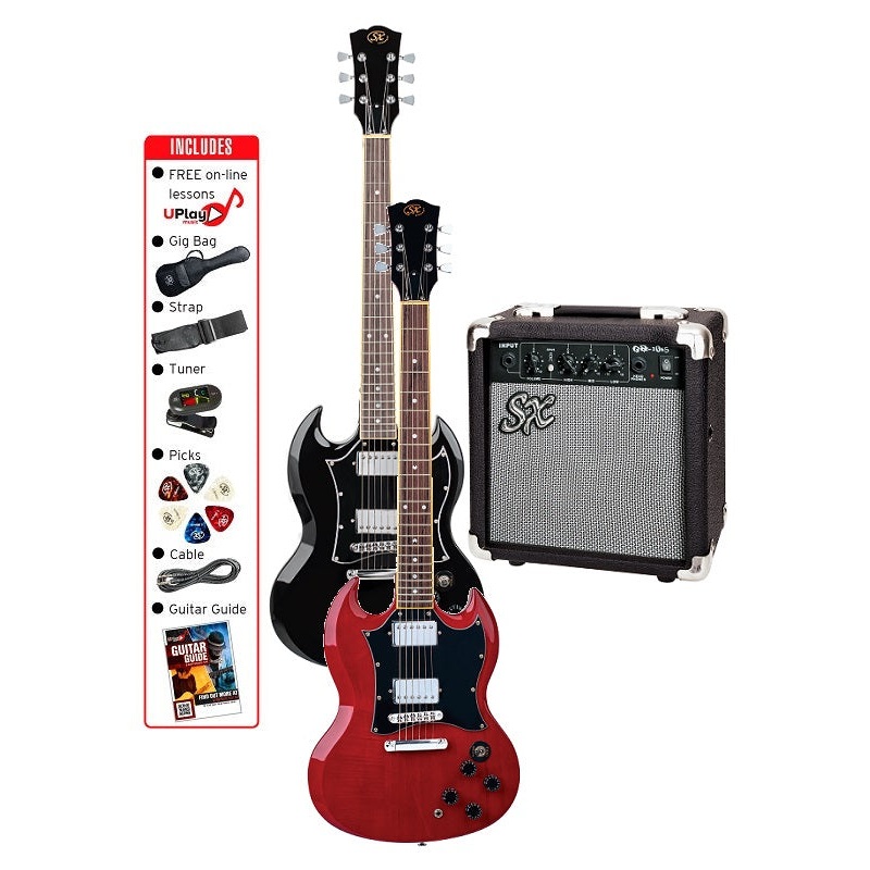 SX PKSE4SK 4/4 SG-Style Electric Guitar Pack - Various Black