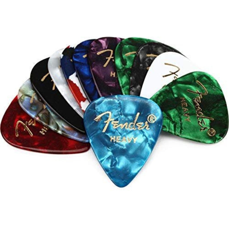 Fender Classic Celluloid Guitar Picks 351 Shape, Color Medley, Heavy, 12-Pack Abalone