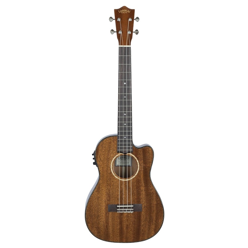 Lanikai All Solid Mahogany Baritone A/E Ukulele with Foam Case (MAS-CEB)