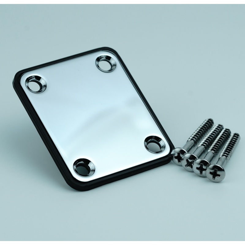 R-1001 Neck Plate 4 Holes For FD Strat TL Guitar or Bass Chrome Replacement Chrome