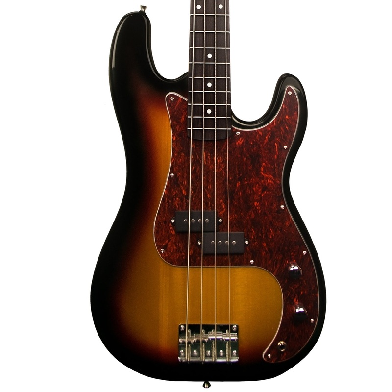 Sawtooth EP Series Electric Bass Guitar, Vintage Burst w/ Tortoise Pickguard