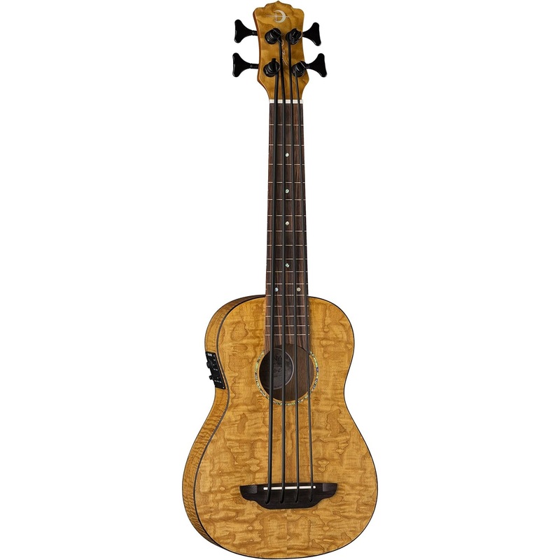 Luna Bari-Bass Ukulele with Preamp-Quilt Top, (UKE BBASS QA)