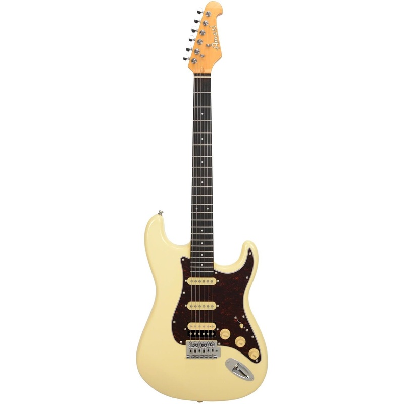 Amati Solid-Body 6-String Electric Guitar w/Gig Bag - Vanille White Gloss (60STVW)