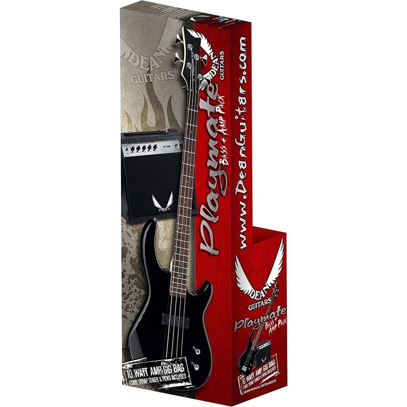 Dean Edge 09 Bass and Amp Pack with Metallic Red Dean Edge 09 Bass Guitar, Bass Amp, Gig Bag, Tuner, Cord, Strap, and Picks (E09 MRD PK) Classic Black