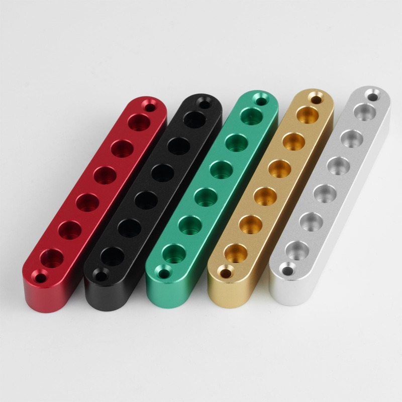 Guyker FB-06 CNC Aluminum 6-String Ferrule Block for Through-Body Guitars Aluminum Anodized Chrome