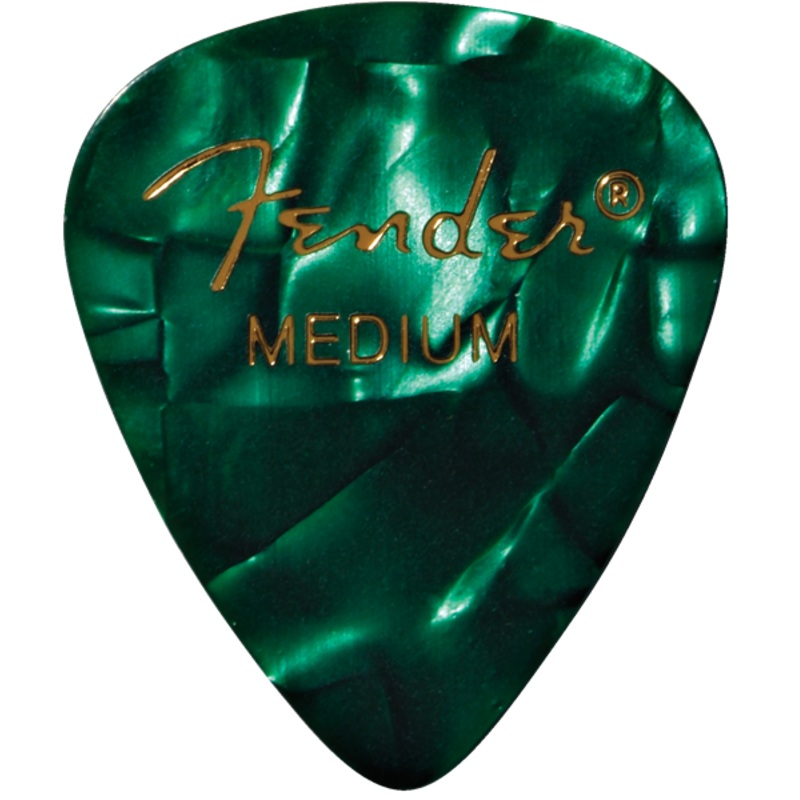 Fender Premium Celluloid 351 Shape Picks Medium Green Moto 12 Count