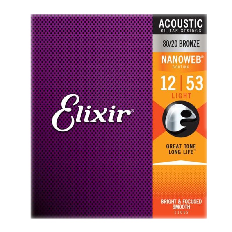 Elixir 11002 Nanoweb 80/20 Bronze Extra Light 10-47 Acoustic Guitar Strings