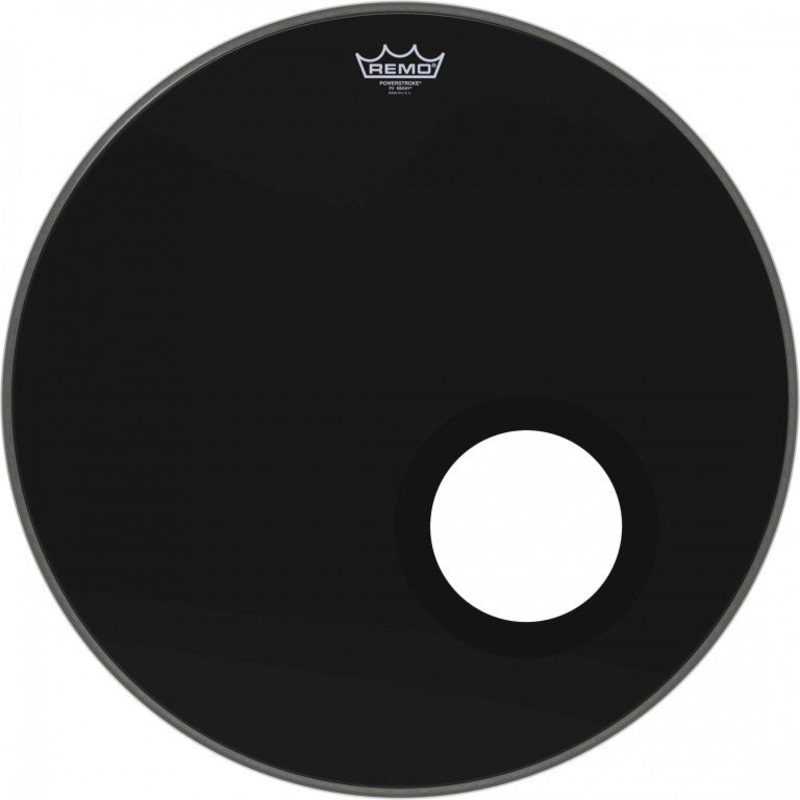 Remo 22" Ebony Powerstroke P3 Resonant Bass Drum Head / Skin - 5" DynamO Ported