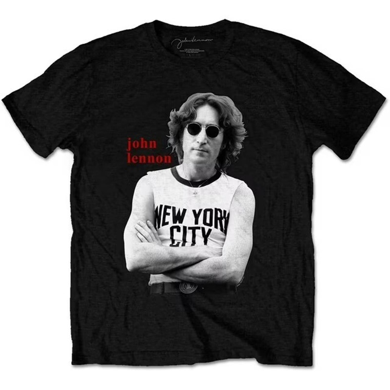 Modern John Lennon New York City T-shirt - NYC Lennon The Beatles Tee - New Black