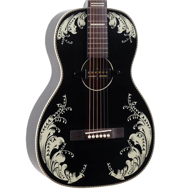 Recording King RPS-7L-E-MBK Dirty30s Series 7 0 Lily-of-the-Valley Guitar with Gold Foil Pickup