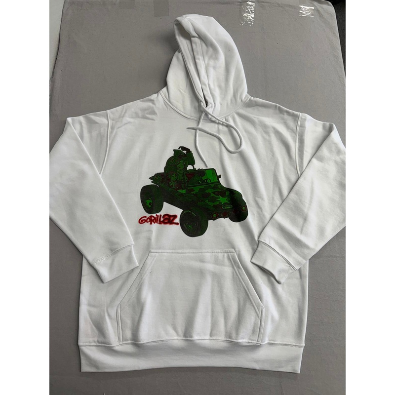 Gorillaz Band Hoodie - Geep Album Cover Sweatshirt - L White