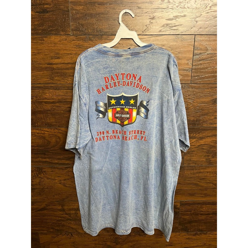 Patriots Harley Davidson T-shirt Daytona Beach Forida Tee XL Blue
