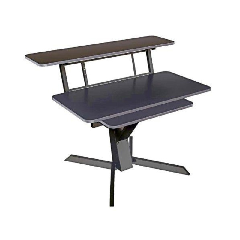 Quick Lok Z460BK Triple Shelf Workstation with Black Wood Tops and Pull-Out Shelf and New Ergonomics