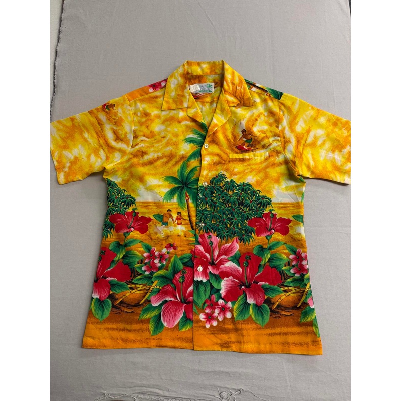 Sand Pebble Mens Hawaiian Shirt Surfing Made in Hawaii Shirt Orange
