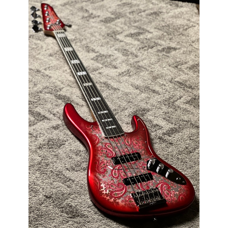 Dhatarattha Custom DEB 5 String Bass in Pink Paisley with RW FB