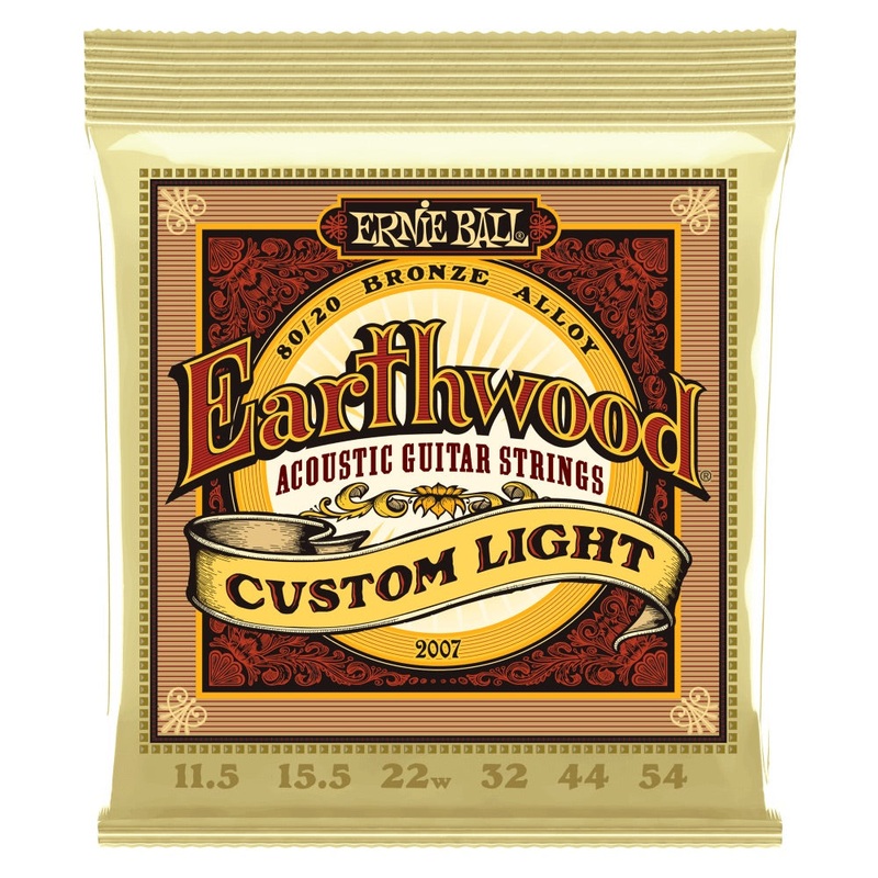 Ernie Ball Custom Light Earthwood 80/20 Bronze Acoustic Guitar Strings 11.5-54 Gauge
