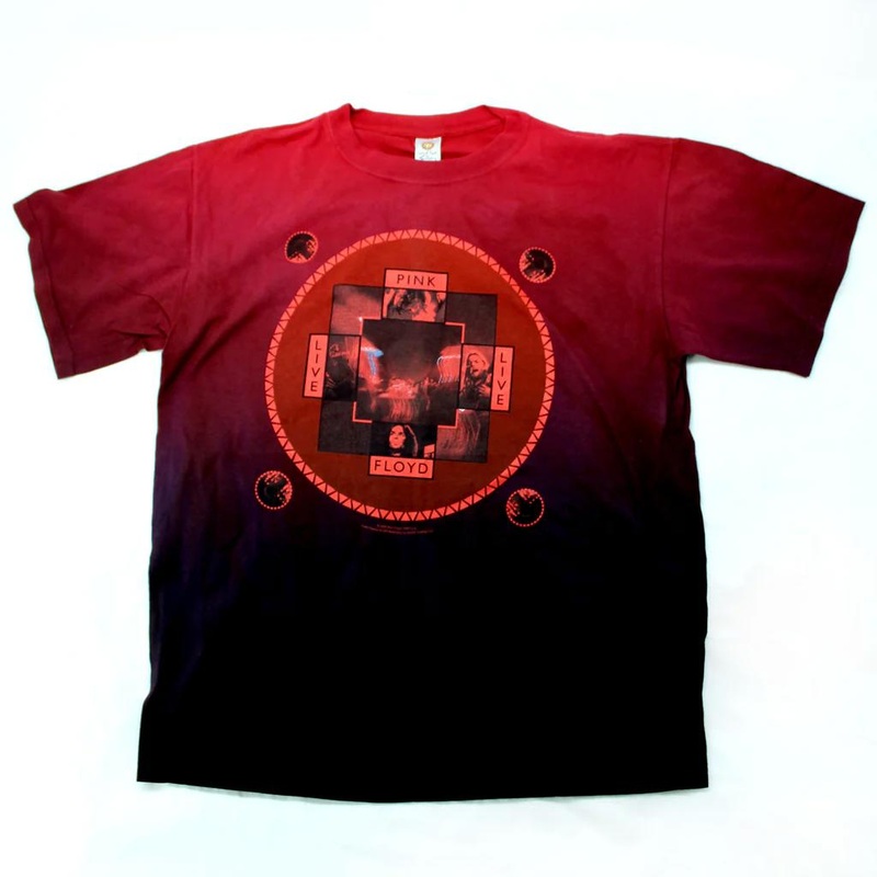Pink Floyd Red Dye T-shirt Live Over Dyed Shirt XL Red