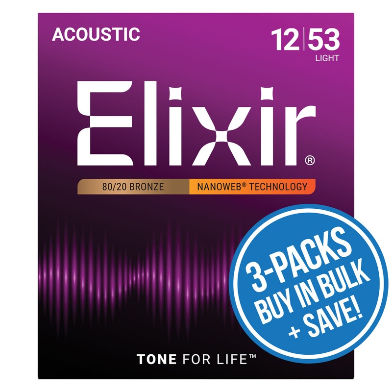 Elixir 16539 Nanoweb 80/20 12-53 3 Pack Light