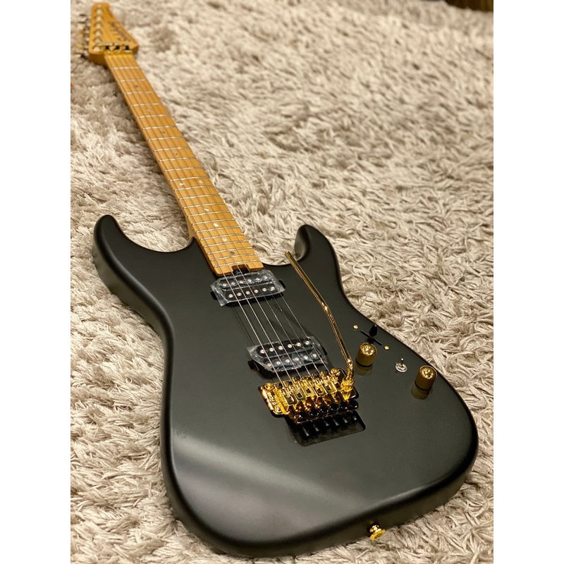 Soloking MS-1 Custom 22 HH FR in Satin Black Matte with Floyd Rose and Gold Hardware