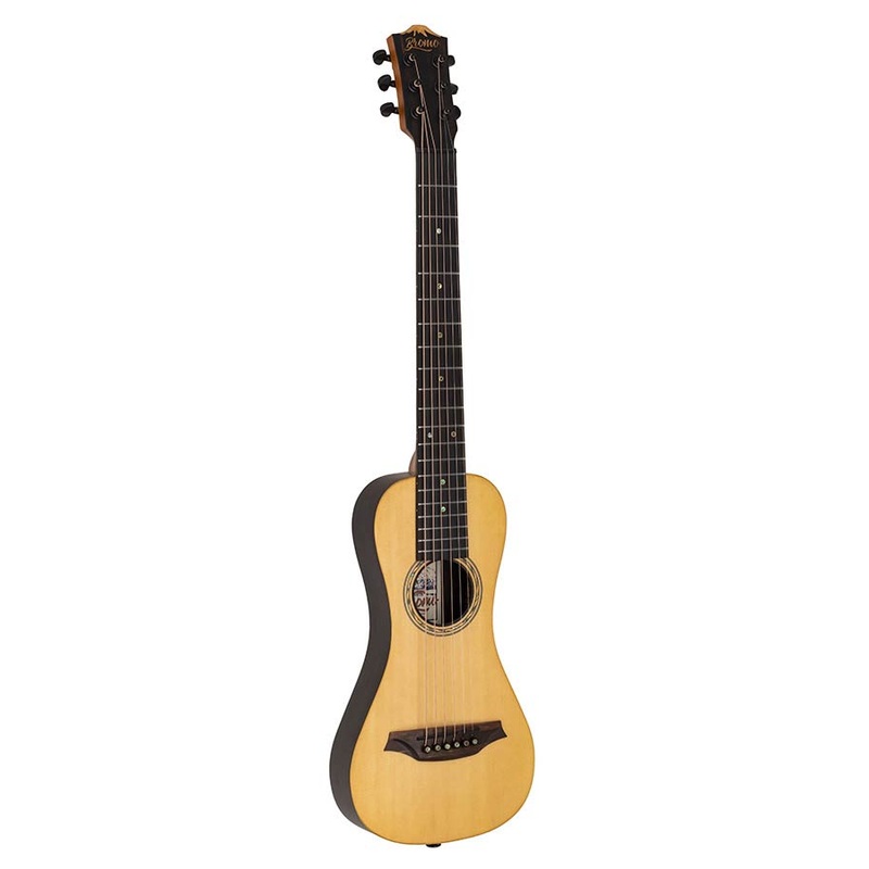 Bromo BAR3E All Solid Electro Acoustic Travel Acoustic Guitar + Heavy Duty Gig Bag