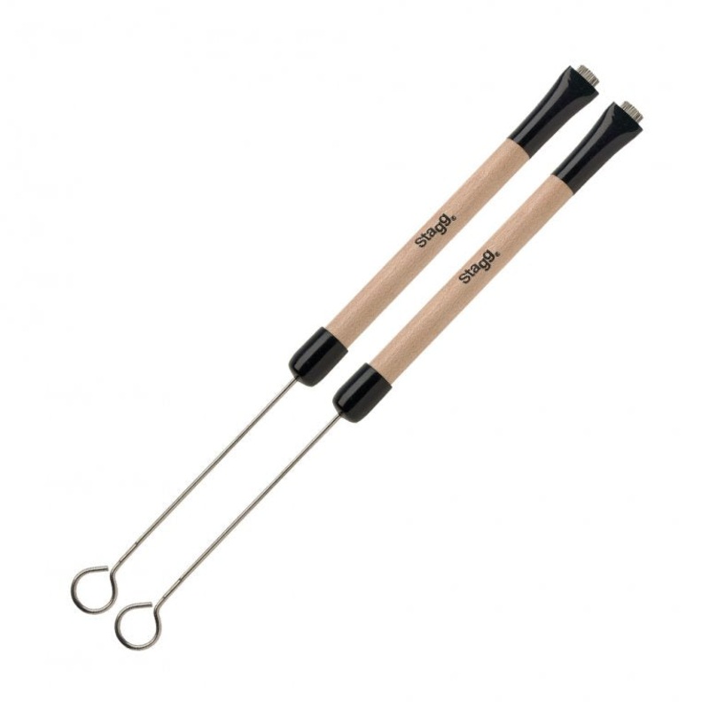 Stagg SBRU20-WM Retractable Wooden Handle Wire Brushes - Medium Gauge