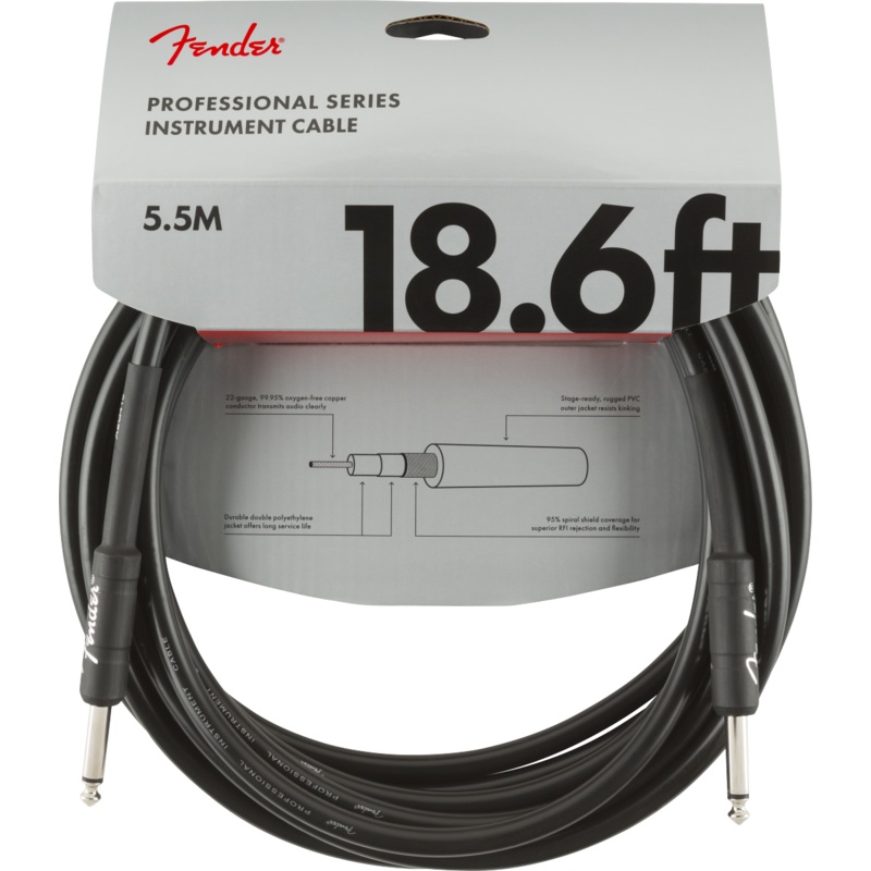 Fender Professional Series Instrument Cable Straight/Straight 18.6ft. Black