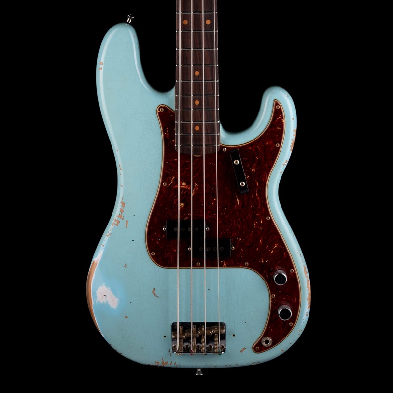Pre Owned Fender Custom Shop 63 Precision Bass Heavy Relic Aged Daphne Blue With OHSC