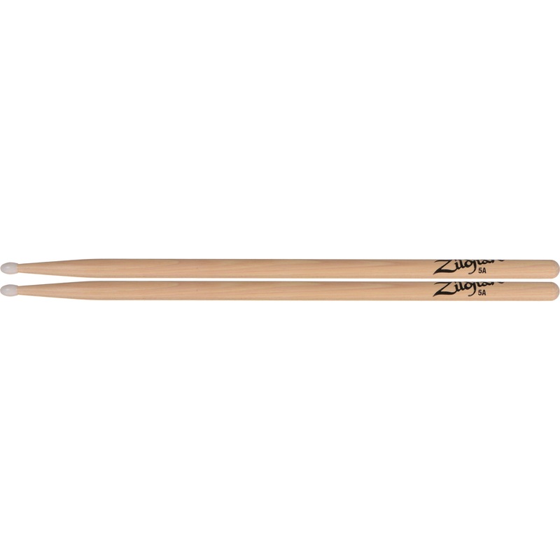 Zildjian 5A (5ANN) Nylon Tip - Select Hickory USA Drum Sticks (1 Pair)