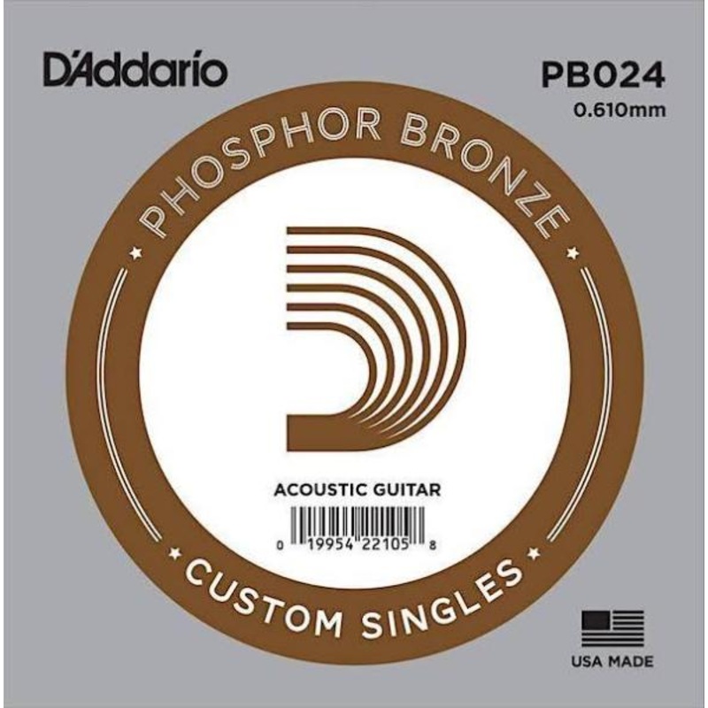 D'Addario PB024 Phosphor Bronze Single Acoustic Guitar String .024