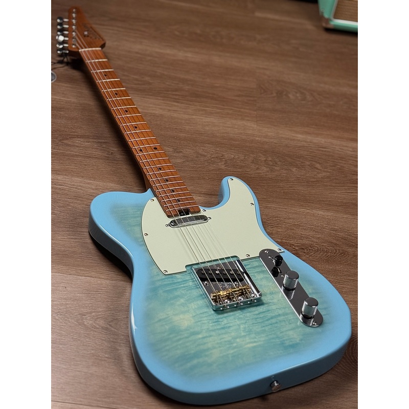 Soloking MT-1 Vintage FMT with Rosewood FB and 5A Flame Top in Celeste Blue Nafiri Special Run