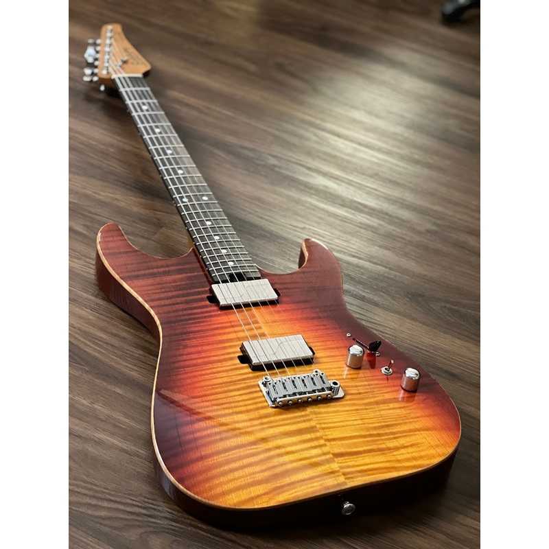Soloking MS-1 Custom 22 HH MOD Flat Top with Fishman Fluence in Fire Wakesurf with Rosewood FB