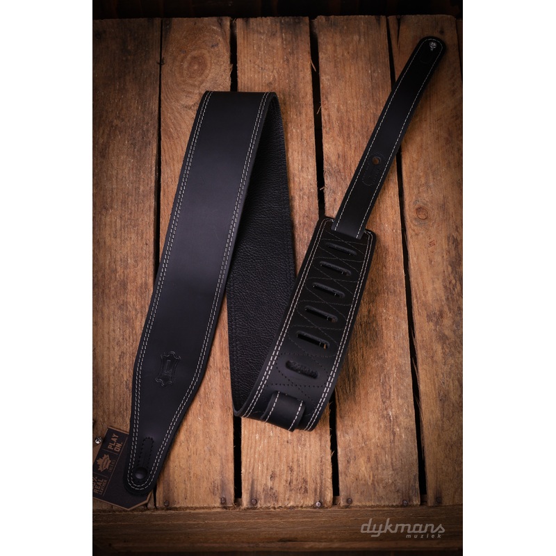 Levy's 6 cm Wide Garment Leather Guitar Strap - Black