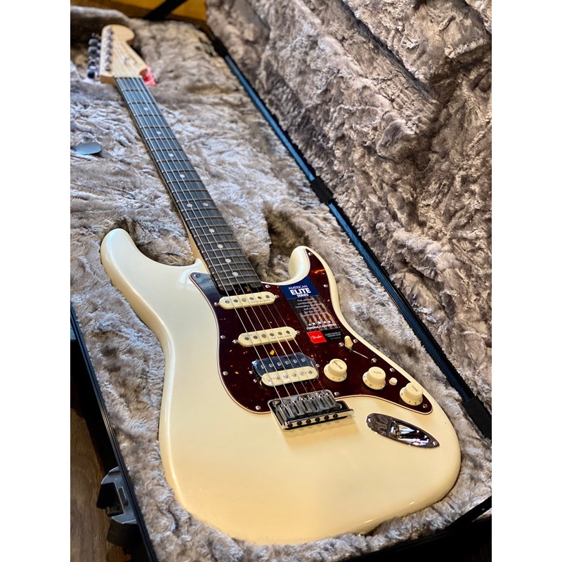 Fender American Elite Stratocaster HSS Shawbucker with Ebony FB in Olympic White