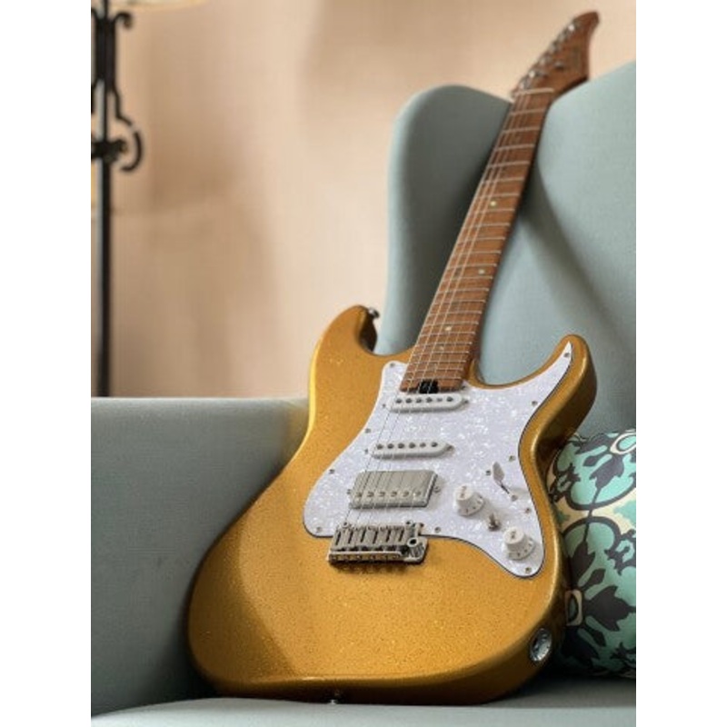 Soloking MS-1 Classic Gold Sparkle with Roasted Flame Maple Neck Nafiri Special Run
