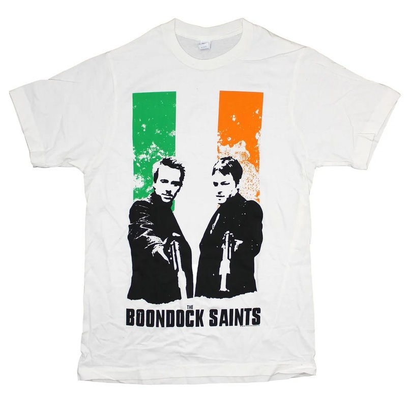 Boondock Saints Movie T-shirt Irish Flag Shirt - M White