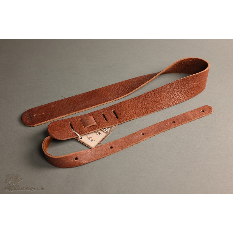 Lakota Leathers American Bison Guitar Strap 2", Tobacco