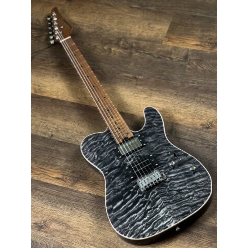 Soloking MT-1 Custom 24 Quilt in Seethru Black with Roasted Maple Neck FB