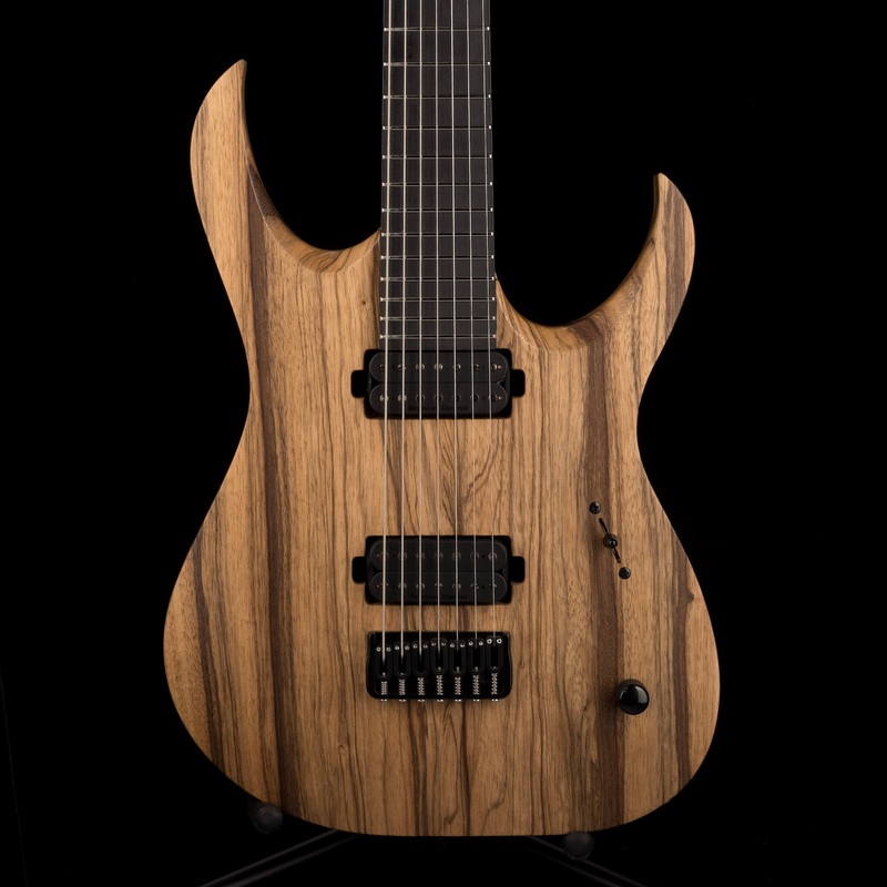 Used Mayones Duvell BL 7 String 27" Baritone Black Limba Trans Natural with Soft Case