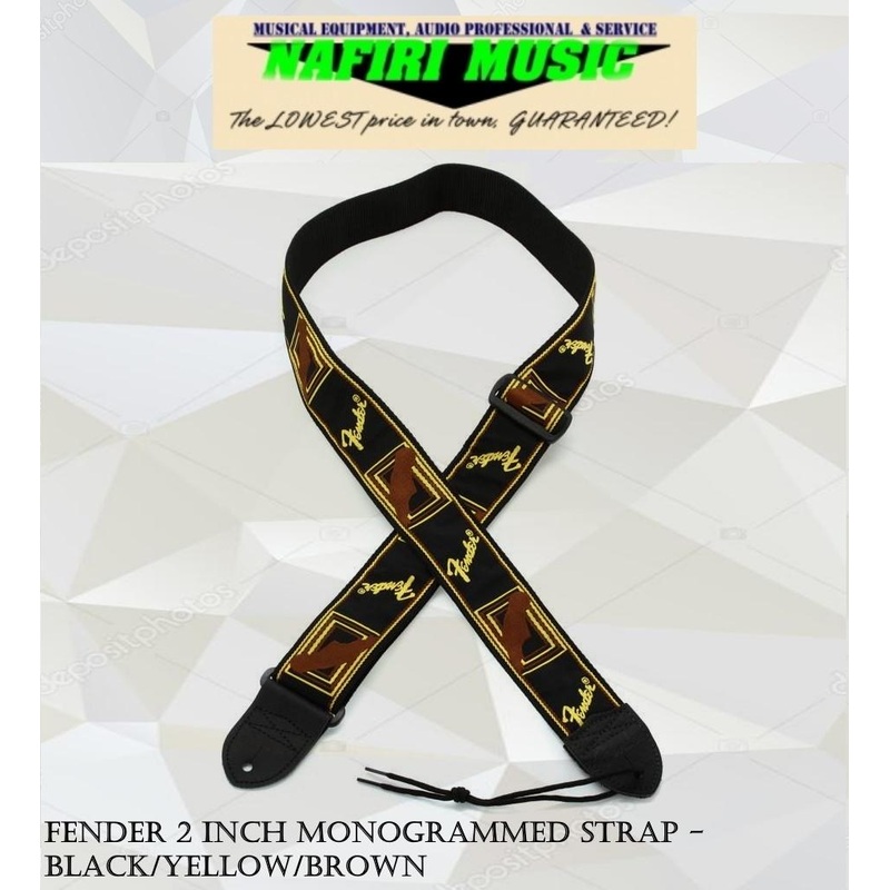 Fender 2 Inch Monogrammed Strap in Black/Yellow/Brown