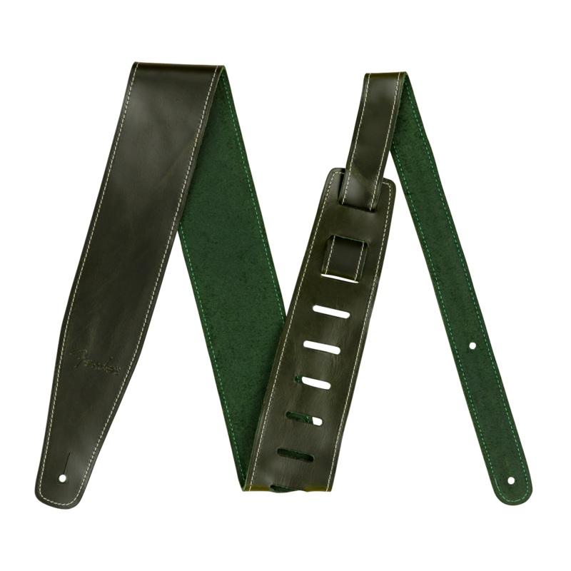 Fender Broken-In Leather Strap Green 2.5"